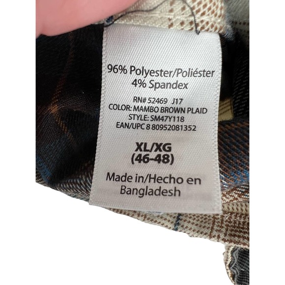 Swiss Tech Men's Brown and Blue Plaid Button Down Size XL - Picture 6 of 6